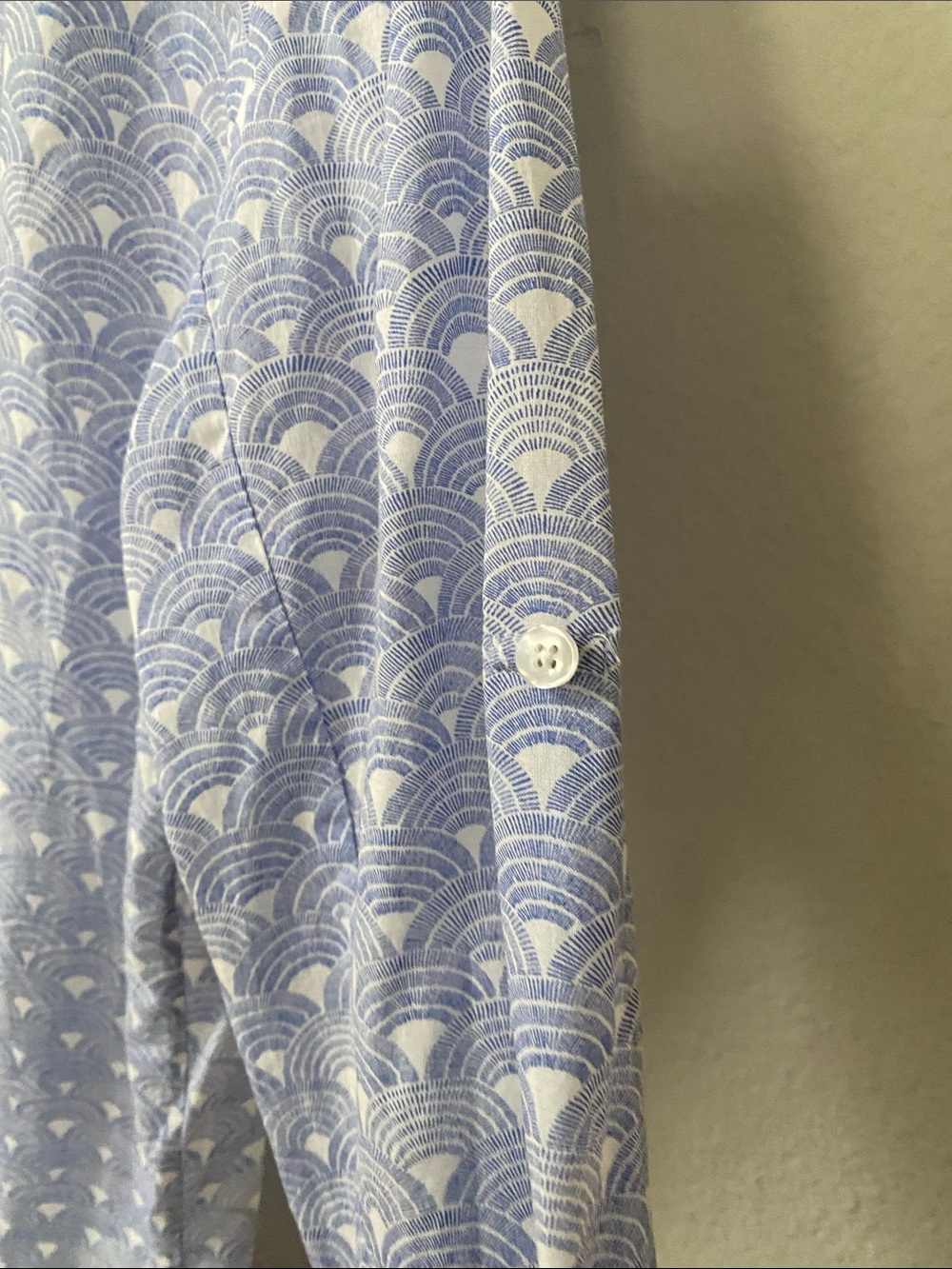 Tori Richard Blue White Scallop Print Cotton Tunic Blouse XL - Picture 8 of 10